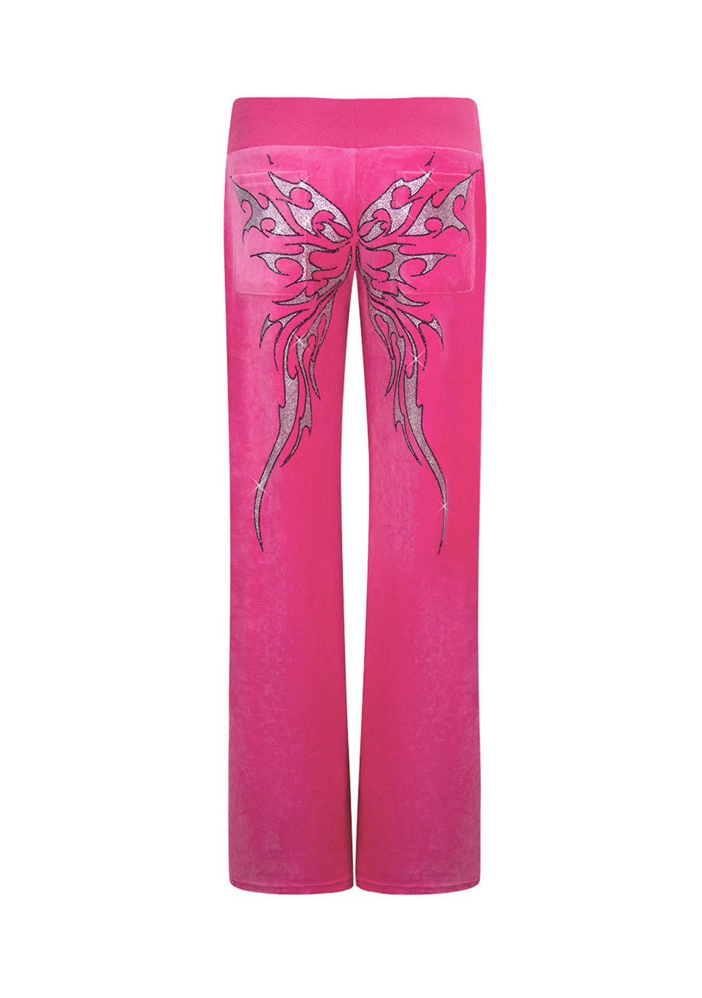 IDOL RHINESTONE VELOUR SWEATPANTS HOT PINK